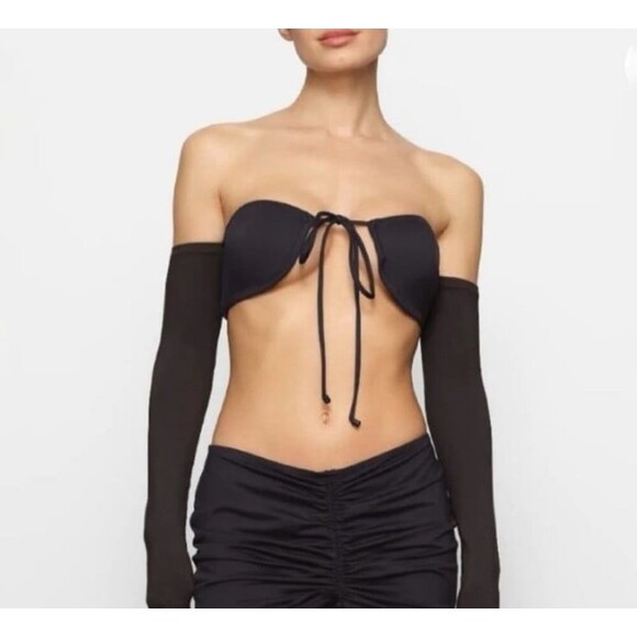 Skims Recycled Swim Long Sleeved Bikini Top Onyx Size Medium - Picture 1 of 9